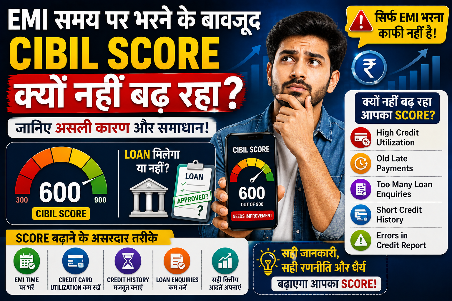 Why Is Your CIBIL Score Not Increasing Despite Paying EMIs on Time?